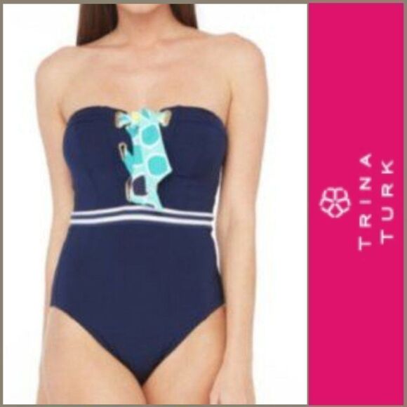 🆕️Trina Turk MADE IN THE SHADE BANDEAU ONE PIECE SWIMSUIT Sz 6 - Picture 5 of 16
